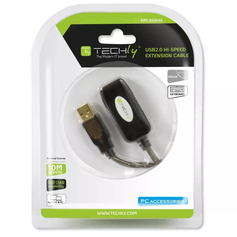 Techly aktívny predlžovací kábel USB 2.0 Hi-Speed 10m IUSB-REP10TY