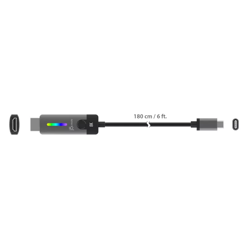 j5create JCC157-N USB-C na HDMI 2.1 8K kábel 1,79 m