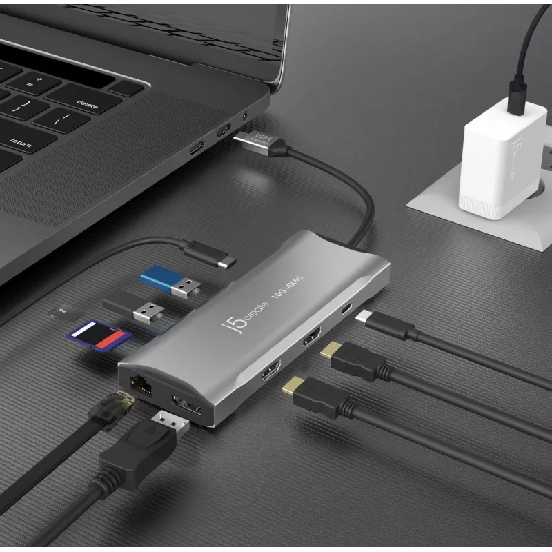 j5create JCD397-N 4K60 Elite USB-C multi-monitor mini dock káblový USB 3.2 Gen 1