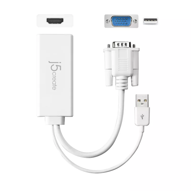 j5create JDA214 VGA-na-HDMI video-audio adaptér biely 0,176 m