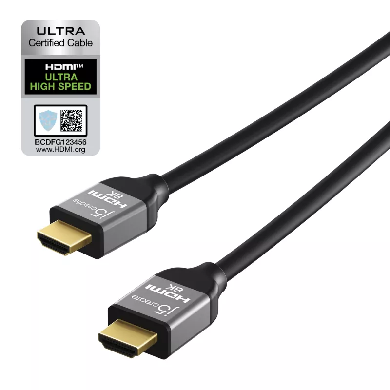 j5create JDC53 Ultra High Speed 8K UHD HDMI™ kábel, čierna a sivá, 2 m