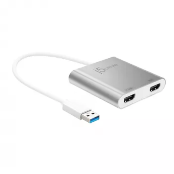j5create JUA365 USB™ 3.0 na duálny HDMI multi-monitor adaptér, strieborná