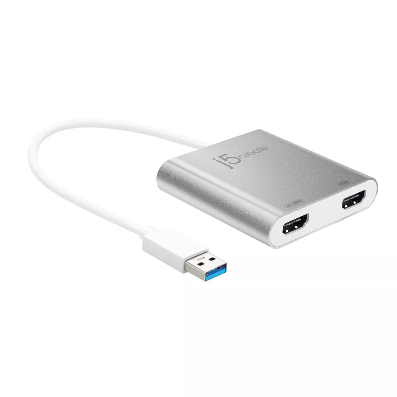 j5create JUA365 USB™ 3.0 na duálny HDMI multi-monitor adaptér, strieborná