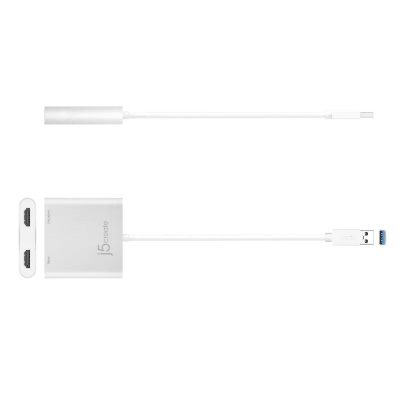 j5create JUA365 USB™ 3.0 na duálny HDMI multi-monitor adaptér, strieborná