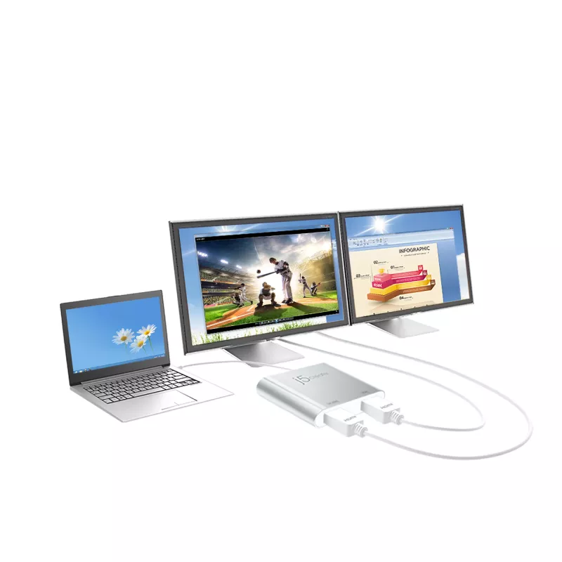 j5create JUA365 USB™ 3.0 na duálny HDMI multi-monitor adaptér, strieborná