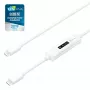 j5create JUCP14 USB-C™ 2.0 na USB-C™ kábel s dynamickým OLED meračom výkonu, biela, 1,2 m
