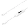 j5create JUCP14 USB-C™ 2.0 na USB-C™ kábel s dynamickým OLED meračom výkonu, biela, 1,2 m