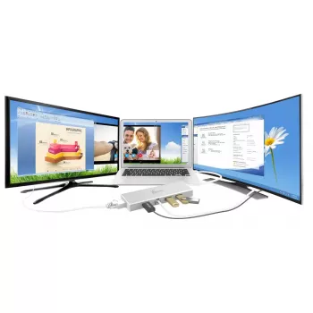 j5create JUD380 USB™ 3.0 mini dock, 1x HDMI a 3x USB porty, strieborná