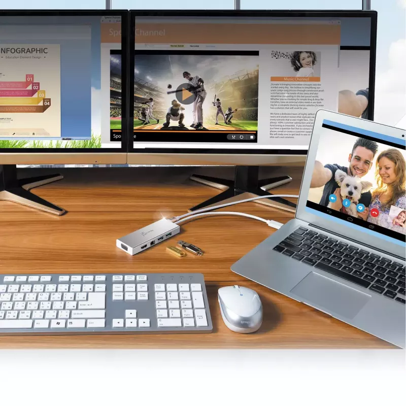 j5create JUD380 USB™ 3.0 mini dock, 1x HDMI a 3x USB porty, strieborná