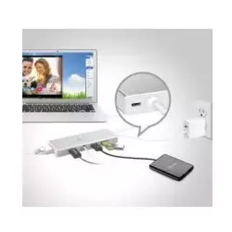 j5create JUD380 USB™ 3.0 mini dock, 1x HDMI a 3x USB porty, strieborná