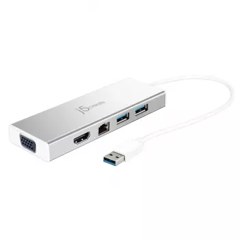j5create JUD380 USB™ 3.0 mini dock, 1x HDMI a 3x USB porty, strieborná