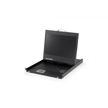 LevelOne 19 palcová širokouhlá LCD KVM racková konzola, US klávesnica