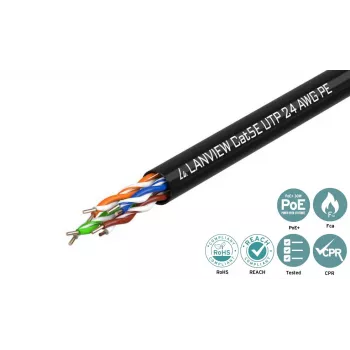 Lanview LVN122149 sieťový kábel čierny 305 m Cat5e U/UTP (UTP)