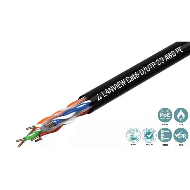 Lanview LVN122151 sieťový kábel čierny 305 m Cat6 U/UTP UTP 10000 Mbit/s