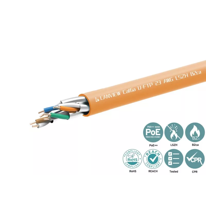 Sieťový kábel Lanview LVN122153 RJ45 Cat6a 305 m oranžový