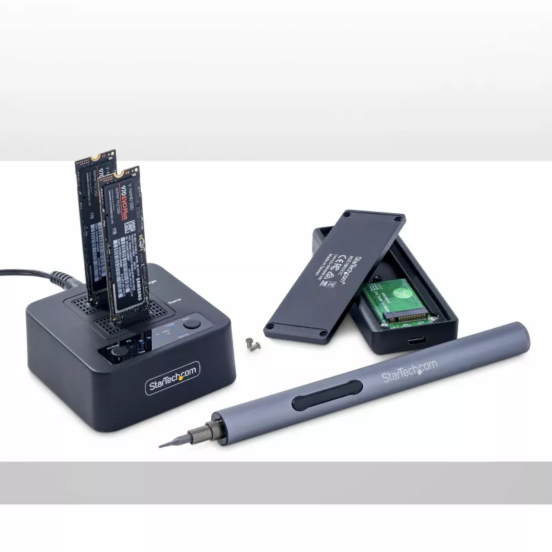 StarTech.com M2-HDD-DUPLICATOR-N1 samostatný duplikátor 1:1 a dok pre disky M.2 NVMe (PCIe), až 90 GB/min, USB-C 20 Gbps, dvojslotový, v súlade s TAA