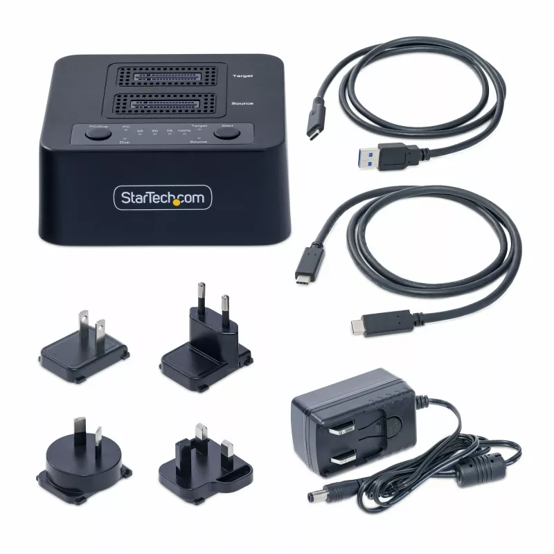 StarTech.com M2-HDD-DUPLICATOR-N1 samostatný duplikátor 1:1 a dok pre disky M.2 NVMe (PCIe), až 90 GB/min, USB-C 20 Gbps, dvojslotový, v súlade s TAA