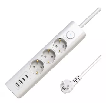 Microconnect 3-násobná USB predlžovacia zásuvková lišta Schuko 1,5 m biela 3 AC zásuvky 230 V