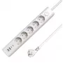 Microconnect 5-násobná USB predlžovacia zásuvková lišta Schuko s vypínačom 1,5 m, biela