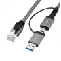 Microconnect CAT6 RJ45 FTP na USB A-C adaptérový kábel, 3 metre sieťový adaptér