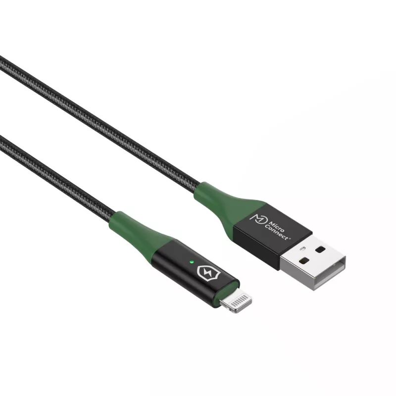 Microconnect MC-SMART USB A-L-2 Lightning kábel 2 m čierny, zelený