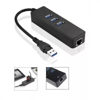 Microconnect MC-USB3.0HUBWETH dokovacia stanica/port replikátor pre notebook USB 3.2 Gen 1 (3.1 Gen 1) Type-A čierna