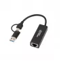 Adaptér Microconnect MC-USBACNET1G USB-C na RJ-45 0,2 m čierny