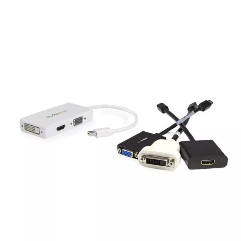 StarTech.com cestovný A/V adaptér: 3-in-1 Mini DisplayPort na VGA DVI alebo HDMI konvertor - biely