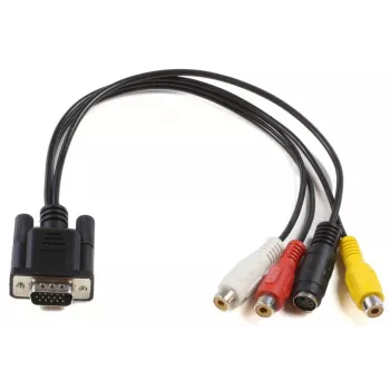 Microconnect MONGGSV videokábel adaptér 0,3 m VGA (D-Sub) RCA + S-Video čierna