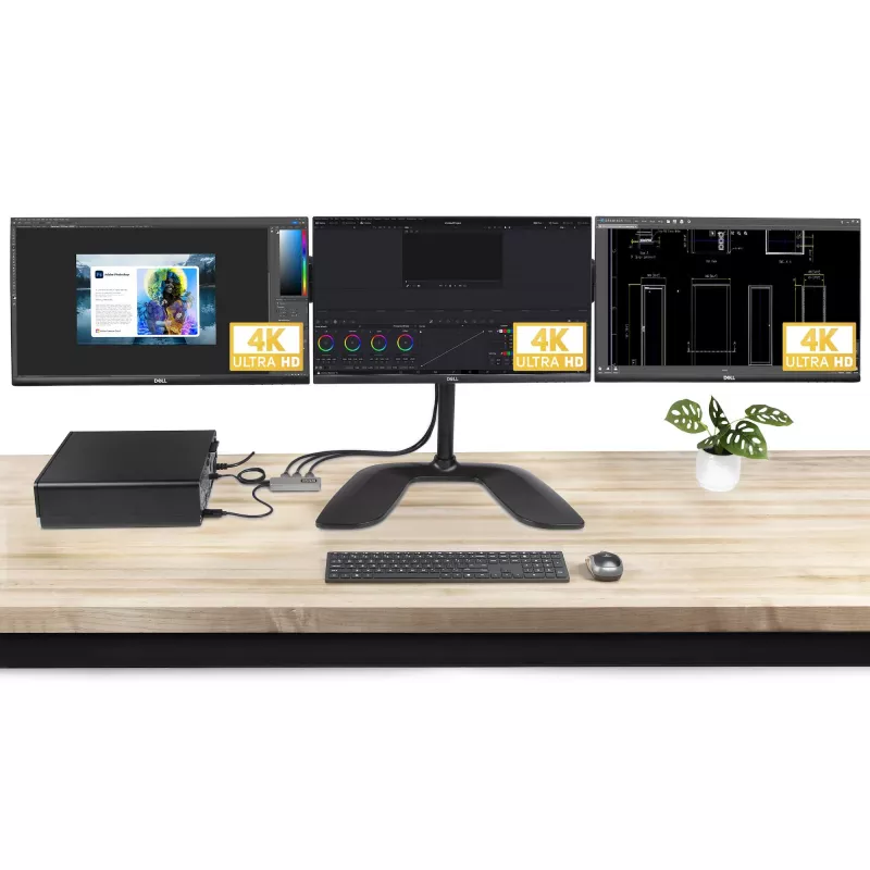 StarTech.com 3-port MST hub - DisplayPort na 3x HDMI, trojitý 4K 60Hz monitory, DP 1.4 multi-monitor video adaptér, 30cm integrovaný kábel, USB napájaný, len Windows