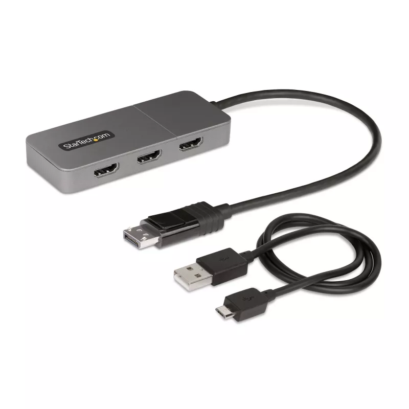 StarTech.com 3-port MST hub - DisplayPort na 3x HDMI, trojitý 4K 60Hz monitory, DP 1.4 multi-monitor video adaptér, 30cm integrovaný kábel, USB napájaný, len Windows