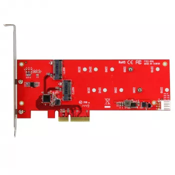 StarTech.com 2x M.2 SATA SSD radič karta – PCIe, PCIe, M.2, Full-Height / Low-Profile, PCI 2.0, červená, CE, FCC, TAA