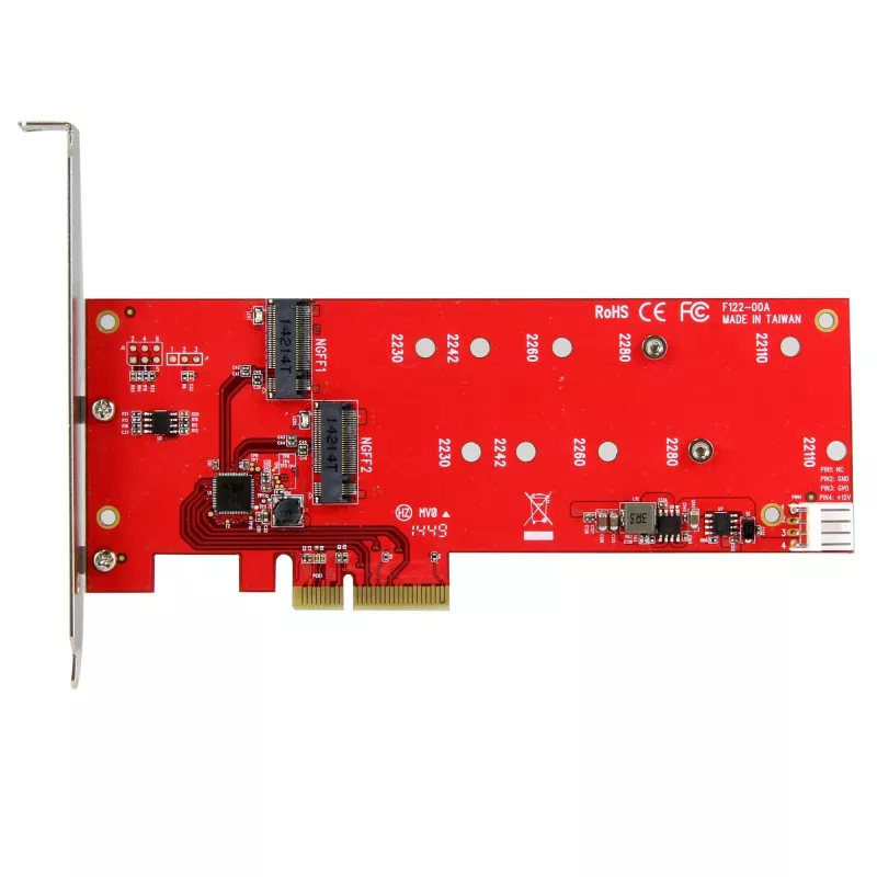 StarTech.com 2x M.2 SATA SSD radič karta – PCIe, PCIe, M.2, Full-Height / Low-Profile, PCI 2.0, červená, CE, FCC, TAA