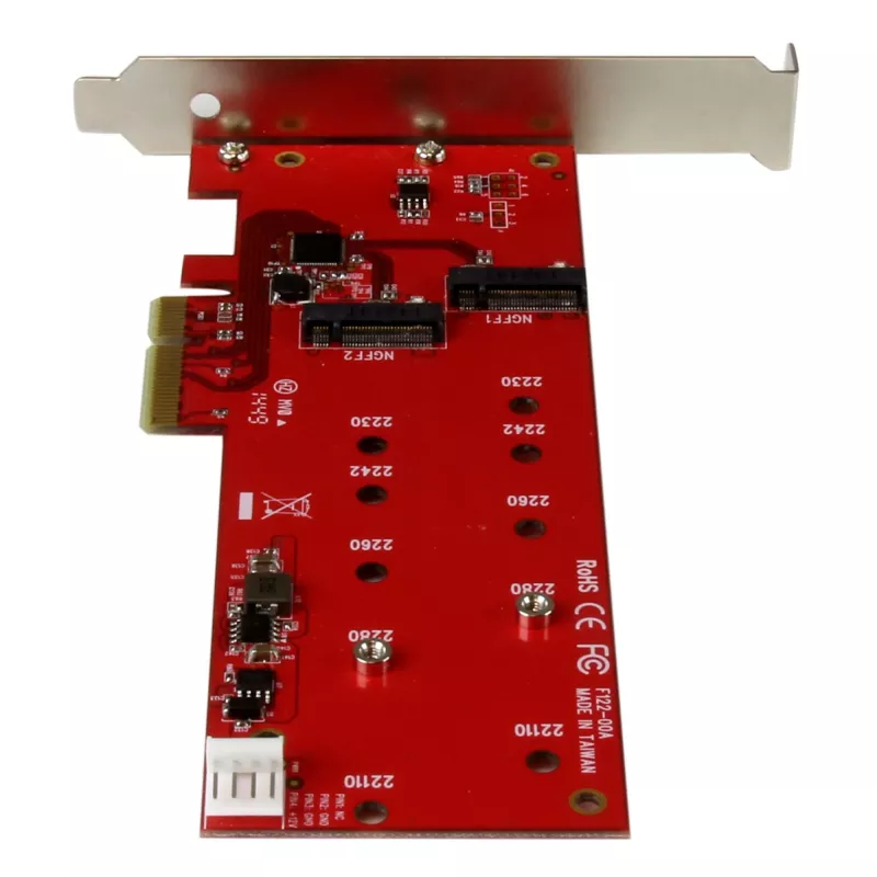 StarTech.com 2x M.2 SATA SSD radič karta – PCIe, PCIe, M.2, Full-Height / Low-Profile, PCI 2.0, červená, CE, FCC, TAA