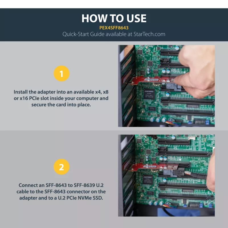 StarTech.com x4 PCI Express na SFF-8643 adaptér pre PCIe NVMe U.2 SSD