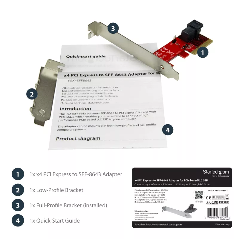 StarTech.com x4 PCI Express na SFF-8643 adaptér pre PCIe NVMe U.2 SSD