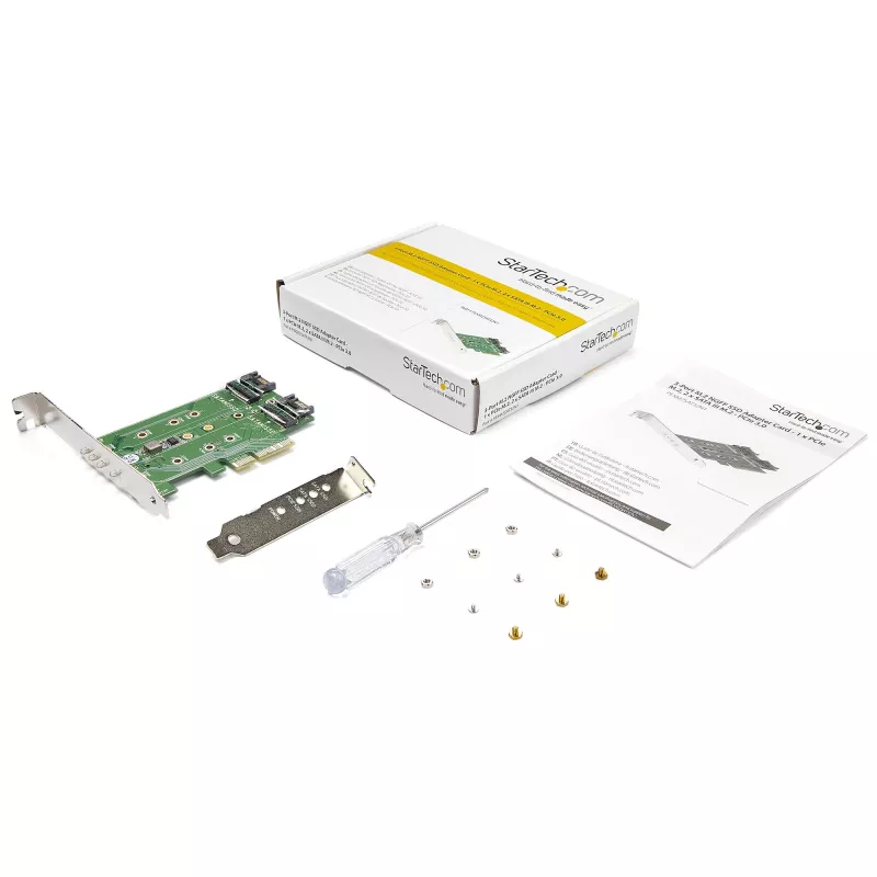 StarTech.com 3-portová M.2 SSD (NGFF) adaptérová karta – 1 x PCIe (NVMe) M.2, 2 x SATA III M.2 – PCIe 3.0
