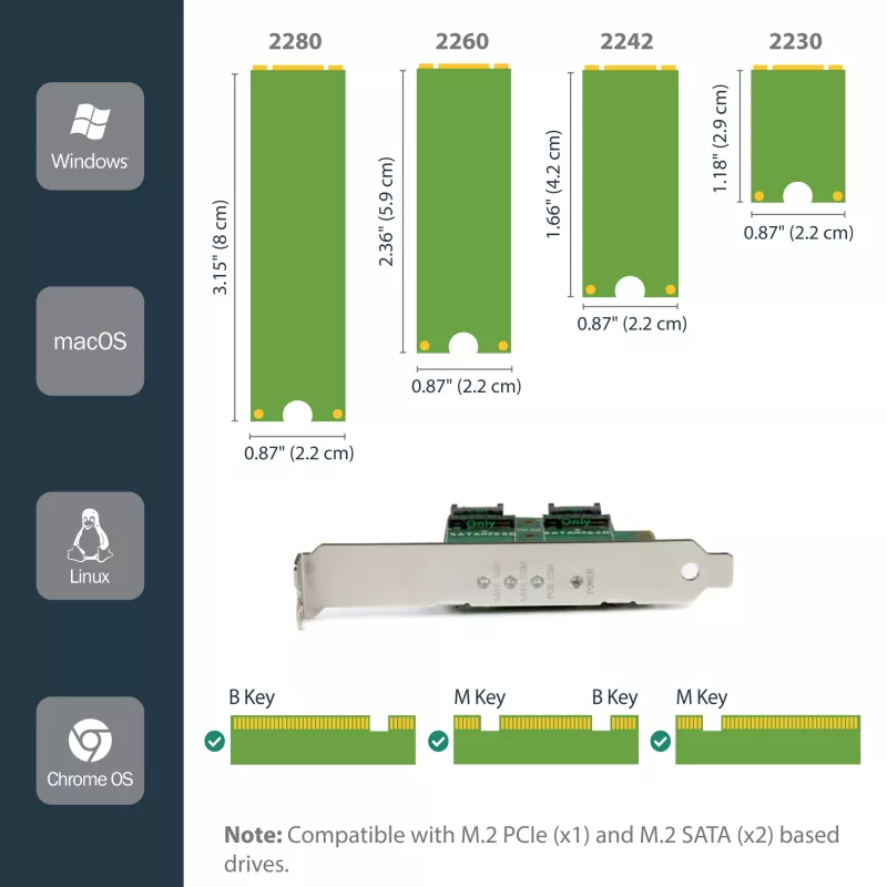 StarTech.com 3-portová M.2 SSD (NGFF) adaptérová karta – 1 x PCIe (NVMe) M.2, 2 x SATA III M.2 – PCIe 3.0