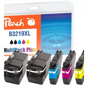 Peach Combi Pack Plus, kompatibilná s Brother LC-3219XL, vysoká (XL) výťažnosť, čierna, azúrová, purpurová, žltá, 62 ml, 15 ml, 5 ks, kombinované balenie