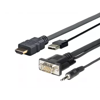 Vivolink PROHDMIMVGA1 videokábel adaptér 1 m HDMI+VGA+USB+3,5 mm HDMI+VGA (D-Sub) +USB+3,5 mm čierny