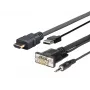 Vivolink Pro PROHDMIMVGA1 HDMI kábel, HDMI samec na USB + VGA (HD-15) + 3,5 mm stereo mini jack, 1 m