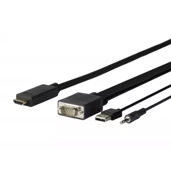 Vivolink PROVGAHDMI1 videokábel adaptér 1 m HDMI VGA (D-Sub) + 3,5 mm + USB Type-A čierny