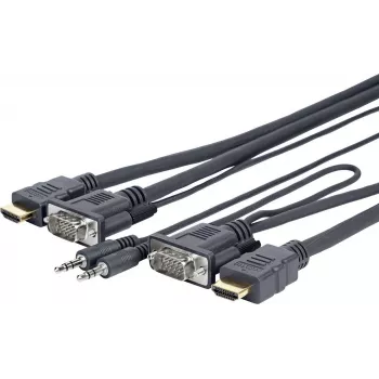 Vivolink PROVGAHDMIFLY5 videokábel adaptér 4 m VGA (D-Sub) + 3,5 mm HDMI Type-A (štandard) čierny