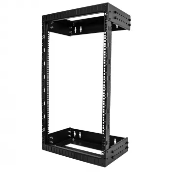StarTech.com 18U 19-palcový nástenný sieťový rack – nastaviteľná hĺbka 12-20 palcov 2-stĺpikový open frame serverový rack pre AV/dátovú/IT komunikáciu/počítačové zariadenia/switch s klietkovými maticami a skrutkami
