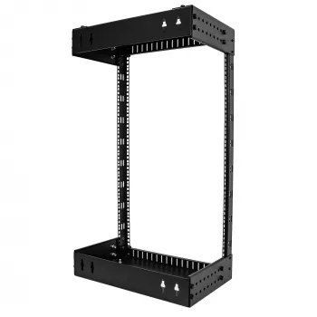 StarTech.com 18U 19-palcový nástenný sieťový rack – nastaviteľná hĺbka 12-20 palcov 2-stĺpikový open frame serverový rack pre AV/dátovú/IT komunikáciu/počítačové zariadenia/switch s klietkovými maticami a skrutkami
