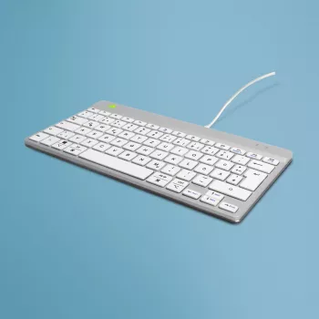 R-Go Tools ergonomická klávesnica R-Go Compact Break, kompaktná klávesnica so softvérom na prestávky, QWERTZ (DE), káblová, biela