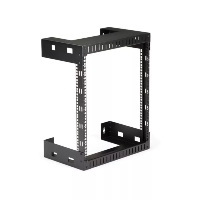 StarTech.com 12HE 19 inch nástenná montážna sieťová skriňa – 12 inch hĺbka 2-stĺpiková open-frame serverová skriňa pre dátové/AV/IT/počítačové zariadenia/patch panel s klietkovými maticami a skrutkami 90 kg nosnosť, čierna (RK12WALLO)