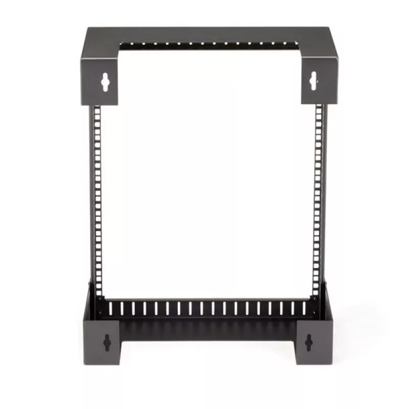 StarTech.com 12HE 19 inch nástenná montážna sieťová skriňa – 12 inch hĺbka 2-stĺpiková open-frame serverová skriňa pre dátové/AV/IT/počítačové zariadenia/patch panel s klietkovými maticami a skrutkami 90 kg nosnosť, čierna (RK12WALLO)