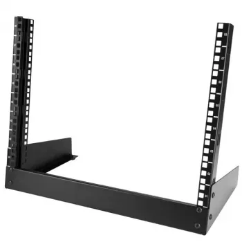StarTech.com 2-post 8U stolný serverový rack, malý open-frame 19-palcový počítačový rack, kompaktný sieťový rack pre AV/štúdiové/dátové/IT zariadenia – samostatný dvojstĺpikový rack pre domácnosť/kanceláriu