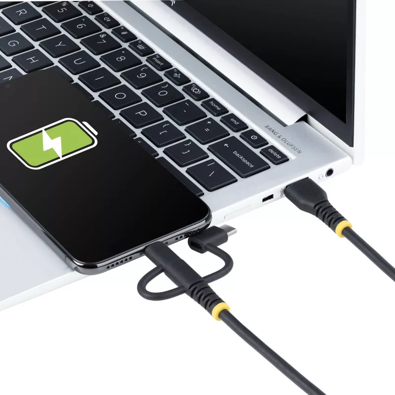 StarTech.com 1m odolný USB multi nabíjací kábel, USB na Lightning/Micro-USB/Type-C, Apple MFi certifikovaný, aramidový plášť, univerzálny 3-in-1 USB nabíjací kábel pre iPhone/iPad/Android
